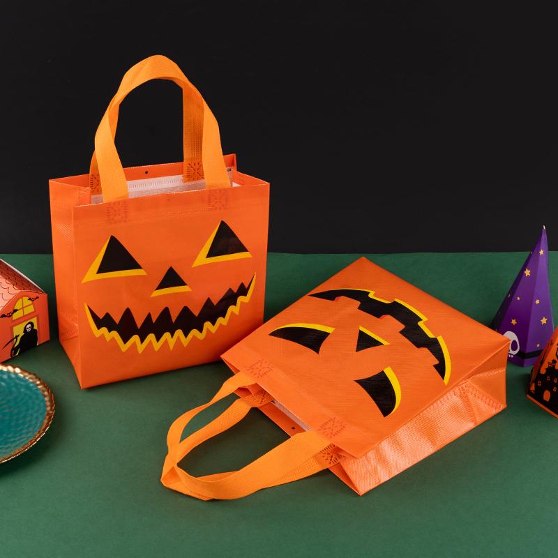 StoBag, Halloween Party Kids Waterproof Non Woven Portable Tote Bag Shopping Bag Candy Gift Bags, 12/30pcs