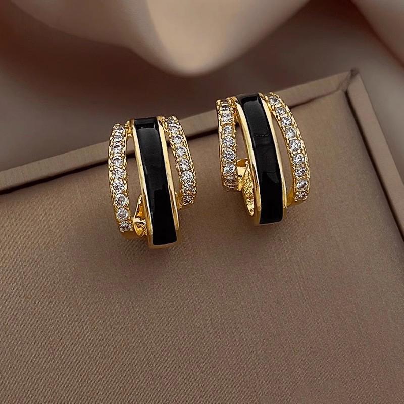 CAOSHI Elegant Daily Wearable Stud Earrings for Women Temperament Gold Color Engagement Jewelry Personalized Female Accessories