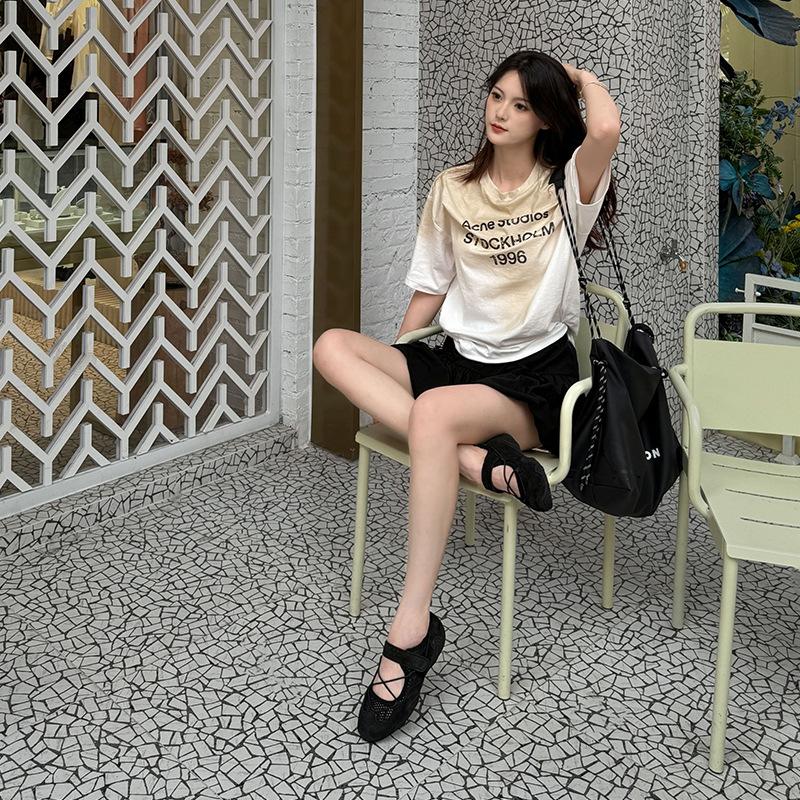 

[Miyou] Soft leather outdoor soft-soled ballet hiking shoes women s breathable mesh versatile casual shoes women s single shoes 40