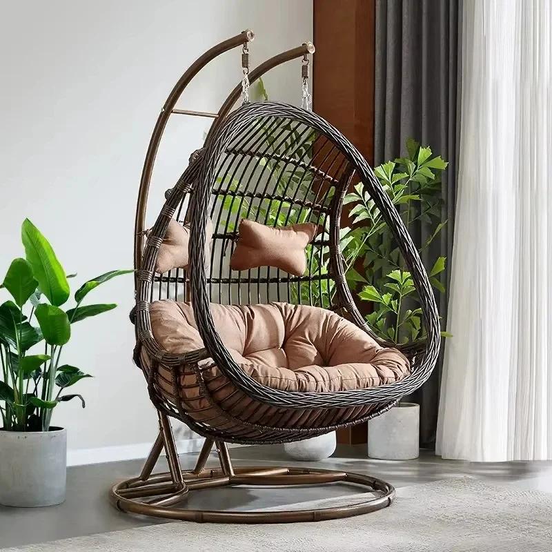 For Wholesale Rattan Metal Swing Egg Chair Outdoor Terrace Waterproof Swing Chair
