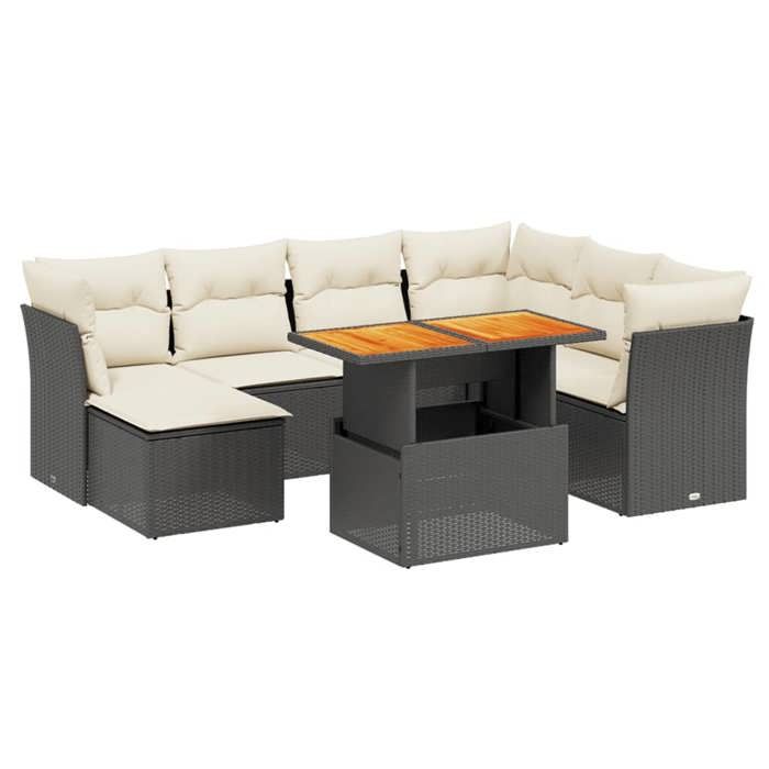 VidaXL Salon de Jardin avec Coussins 8 pcs, Canapés de Terrasse, Ensemble de Meubles de Patio, Mobilier d'Extérieur, Noir 3270951