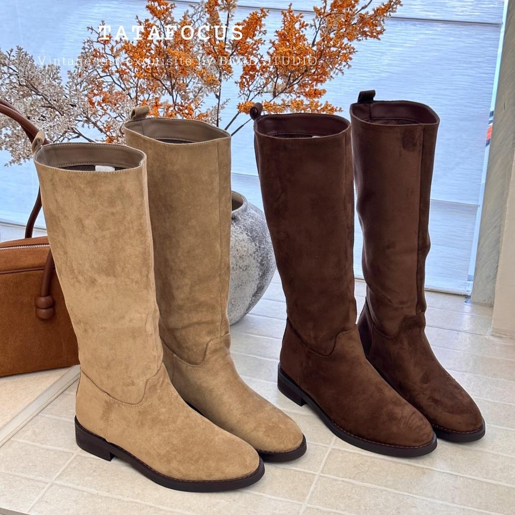 Autumn and Winter New Leather Thick Heel Boots Women's Thin Tall Boots But Knee Elastic Thin Boots Thick Leg Knight Boots