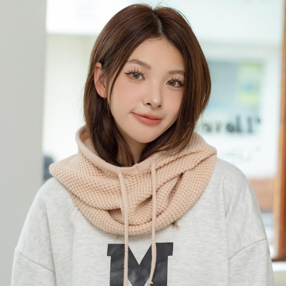 Warm Knitted Hooded Cap Ear Protection Scarf Hat Fashion Full-envelope Cap  Unisex