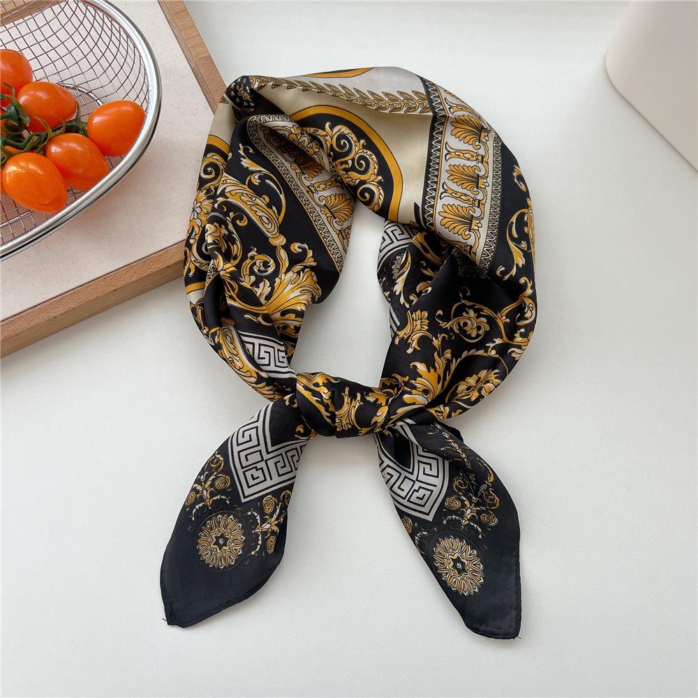 70*70cm New Luxury Square Scarf Silk Scarves Women Neck Hair Tie Band Hijab Kerchief Head Headband Smooth Bandana Female Foulard