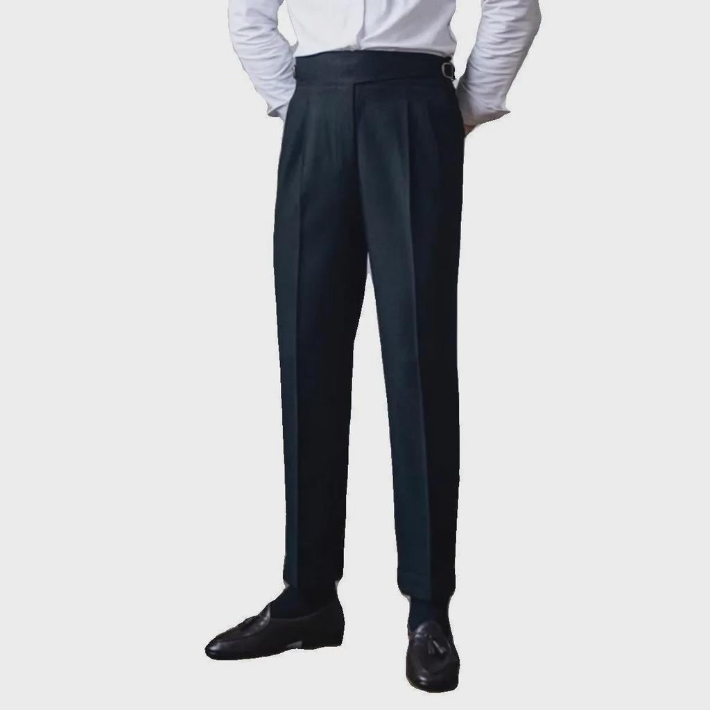 2024 Men's Naples Mid-High Waist Straight Casual Trousers - British Retro Versatile Style for Spring and Autumn