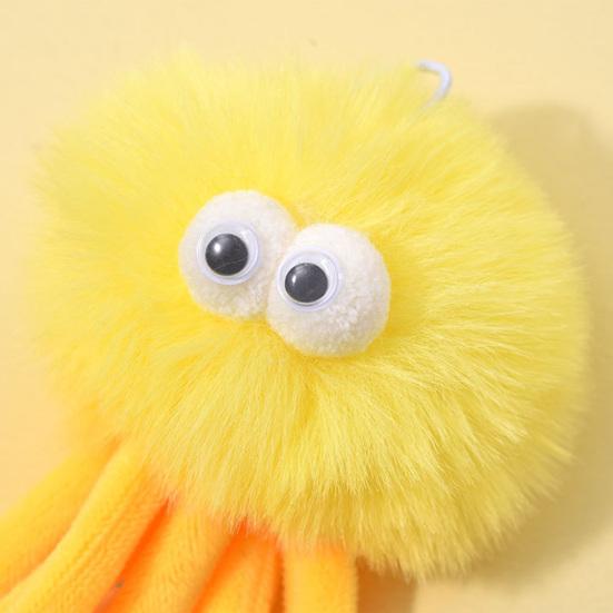 Hanging Fluffy Octopus Cat Toy Interactive Self Play Cat Teaser with Bell Soft Plush Octopus Toy with Elastic String for Indoor Kitten Chasing Playing