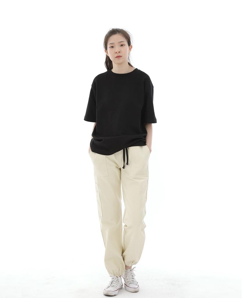 Seinteukeulu Straight Two-Layer Cargo Jogger Pants St2-309Cj Cream