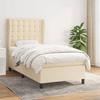 Maison Exclusive - Bed Slat Base and Mattress Cream 90x190 Cm Fabric