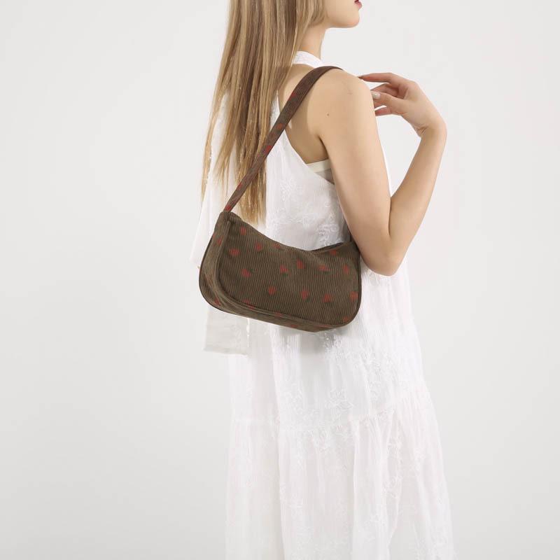 2024 Autumn Strawberry Print College Style Minimalist Tote Bag
