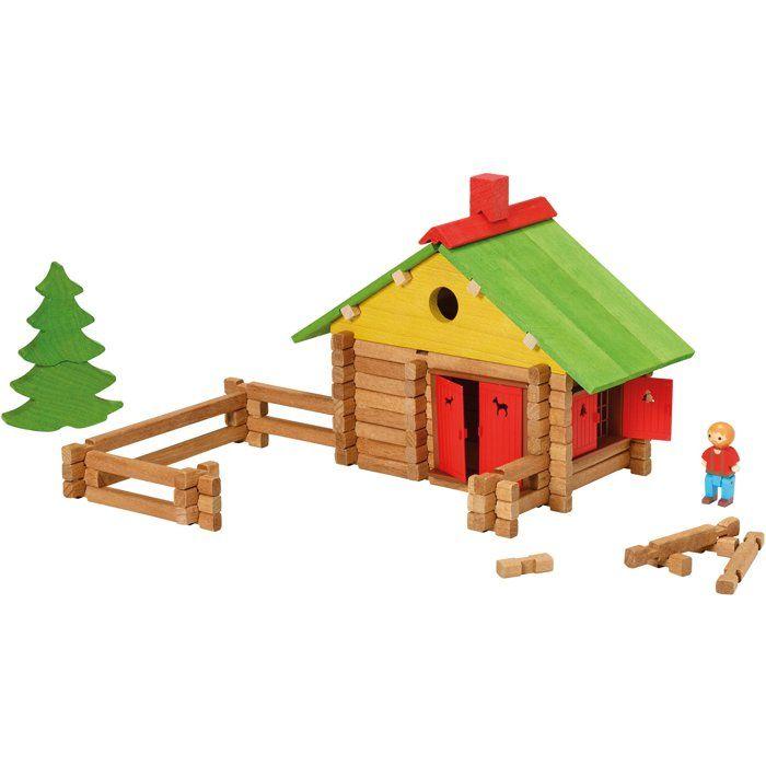 JeuJura Wooden Construction - My Wooden Chalet - Maxi Set - 330 Pieces - From 5 Years