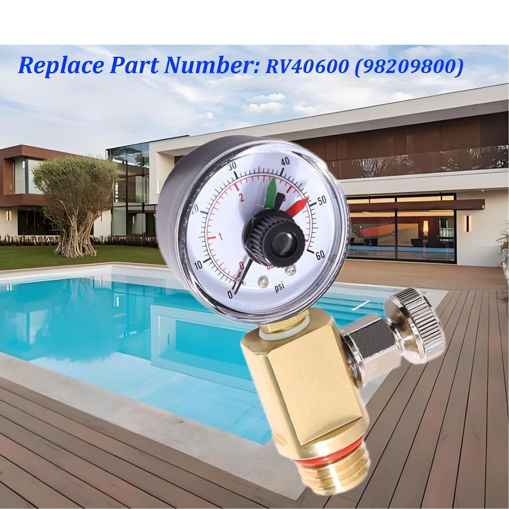 Brass Manual Air Release Valves with Pressure Gauge For Pool Filter Systems Swimming Pool Maintenance Accessory