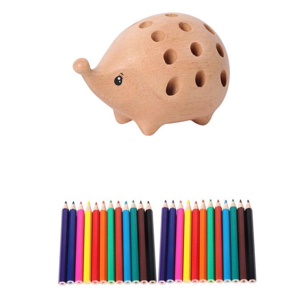 Wooden Art Hedgehog Pen Holder Creative Pen Container Pencil Stand Set  Art and Craft