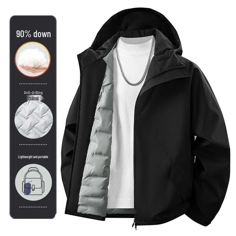 Premium 90% Down Shiny Hooded Men's Ski & Mountaineering Jacket