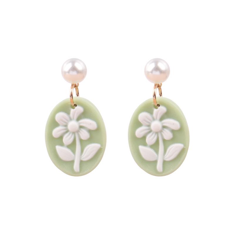 925 Silver Floral Needle Stud & Dangle Earrings - Korean Style Spring/Summer Fresh Flower Design for Girls