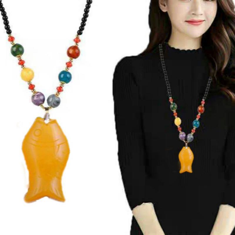 

Акриловая имитация пчелиного воска длинная свитерная цепочка для женщин, модное осенне-зимнее ожерелье-подвеска, аксессуар, подарок