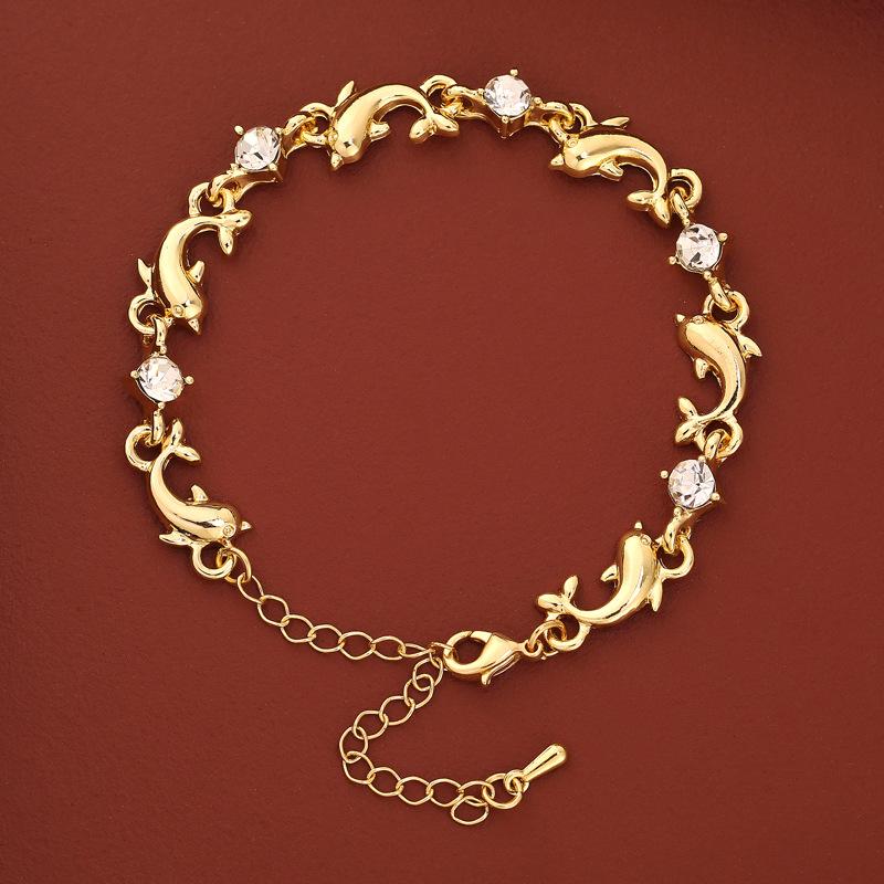 

Модные браслеты-цепочки для женщин, вечерние, милый браслет с дельфином, роскошные подарки золотой