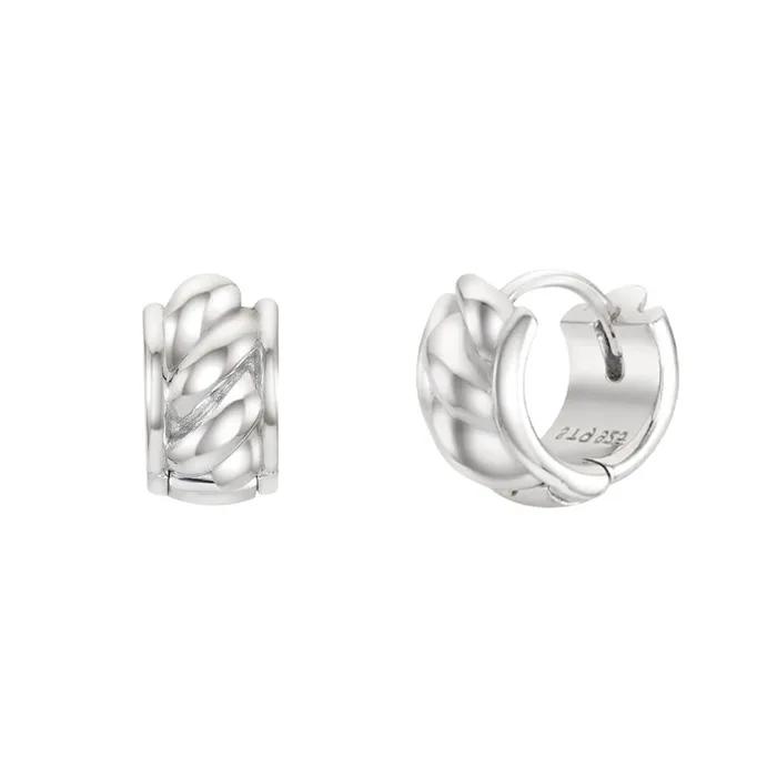 STONEHENGE Silver Twisted One-Touch Earrings SC26B02E