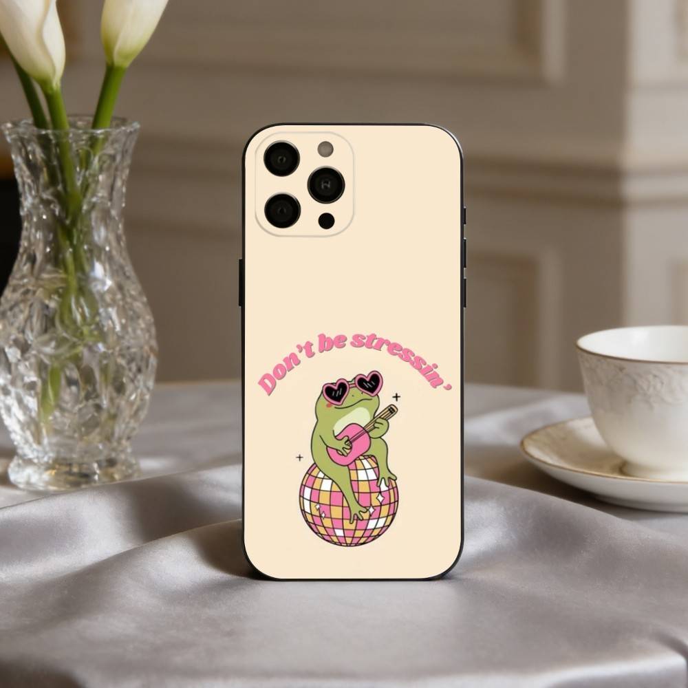 

T-Лягушка C-Милый Чехол Для Телефона Для iPhone 17pro,16,15,14,13,12,11 Plus,Pro Max,XS,Мягкий Силиконовый Черный Чехол iPhone15pro