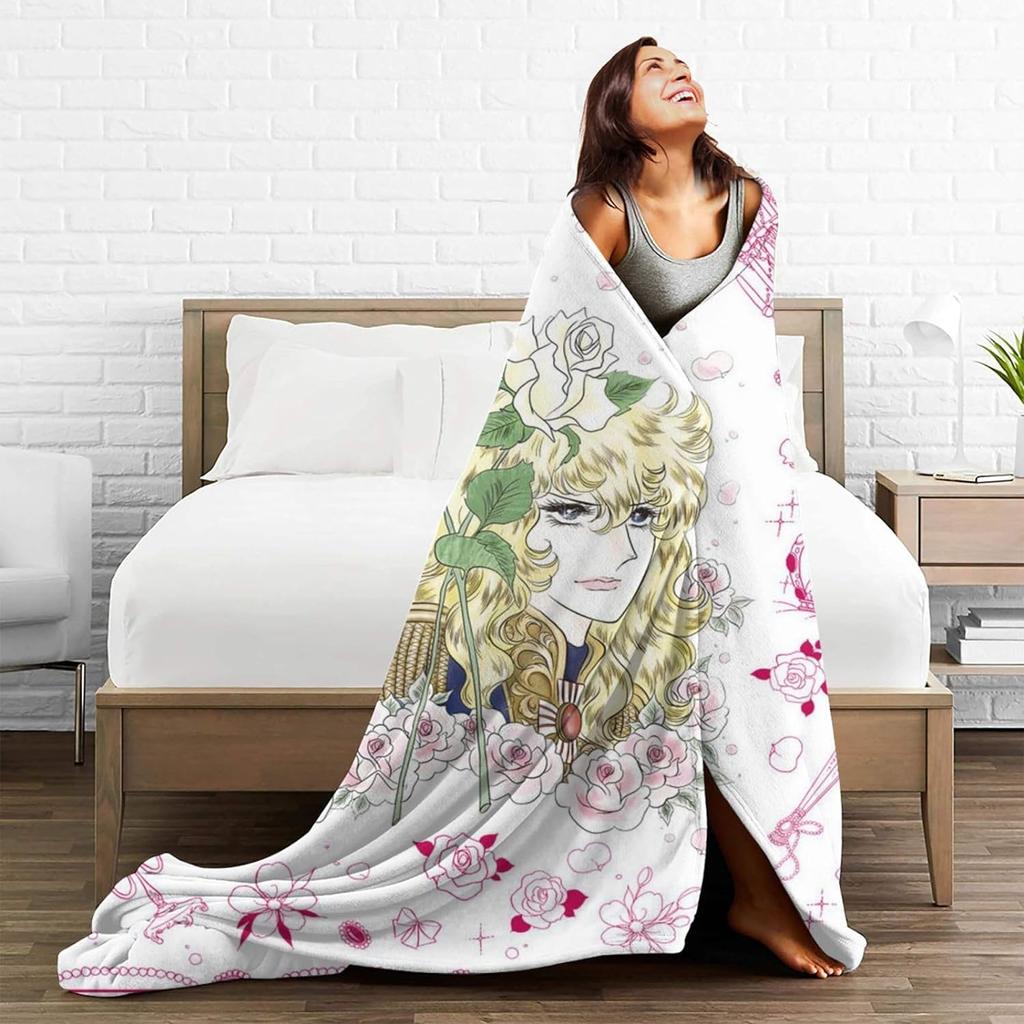 The Rose of Versailles Blanket, Fluffy Flannel Blanket, Stylish All-Season Washable Throw Blanket, Warm and Cute, 80"x60