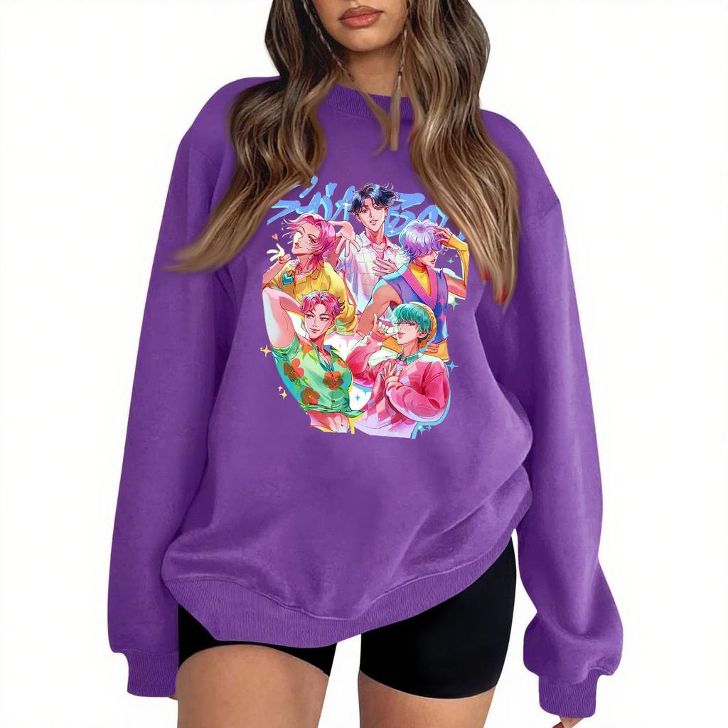 Damenmode Lässig Bedruckt Lässig Langarm Rundhals Sweatshirt Top