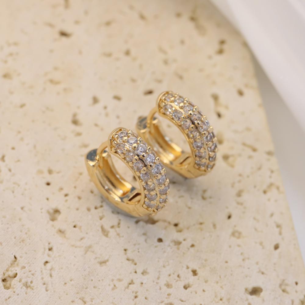 Маленькие золотые серьги-кольца с паве из циркония, Искрящиеся свадебные украшения для женщин золотой