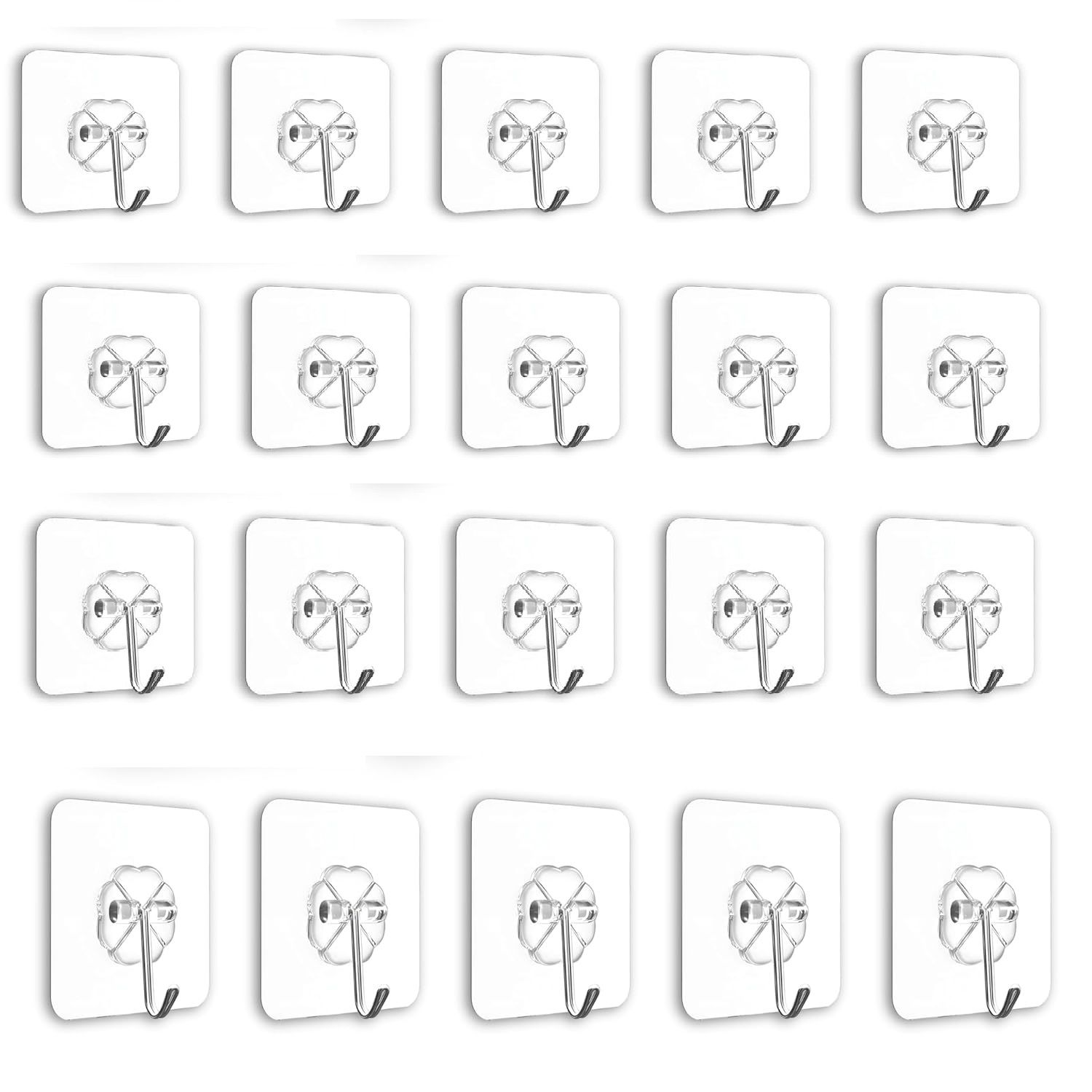 

Flower Adhesive Wall Hooks, 20 Pack Heavy Duty Hooks for Wall Hanging, Strong | Self-Adhesive Sticker Hooks for Walls | Waterproof Wall Hanger Hook PACK OF 20