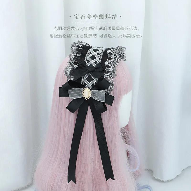 Japanese Style  Lolita Hair Bow Handmade Christa Ribbon Lace Headband Kawaii Hair Accessories Ready To Ship