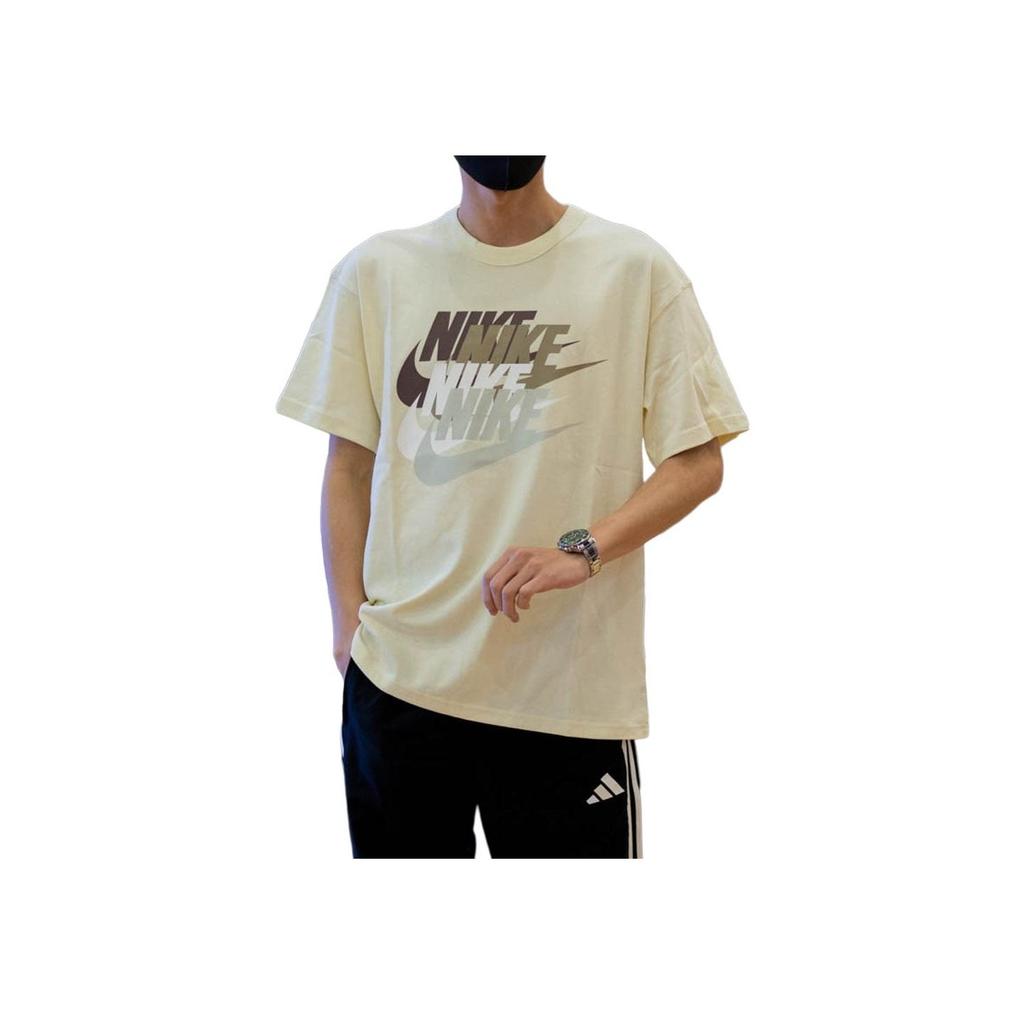 Nike American Vintage Dopamine Logo Print Knit Crew Neck Sport Short Sleeve T-Shirt With Dropped Shoulders Men Tops Yellow FN3697-113