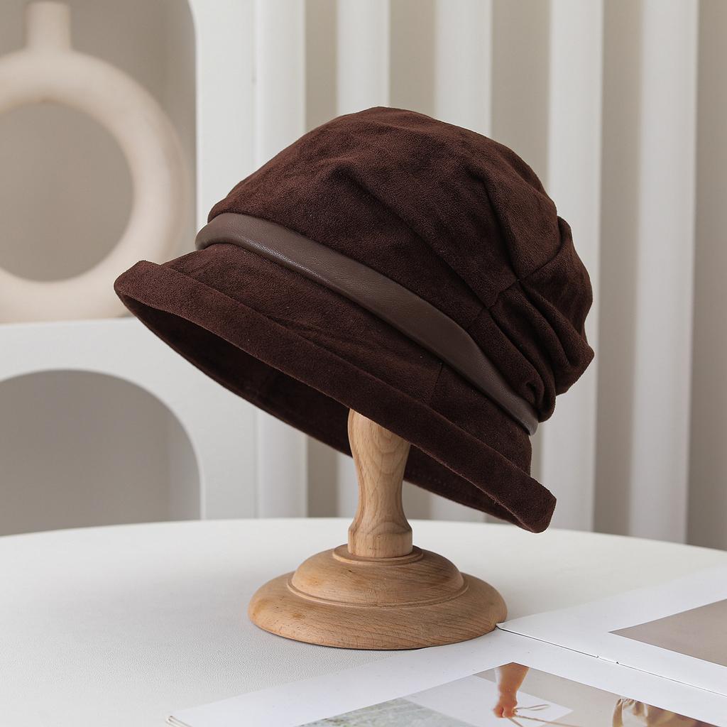 Women S Vintage Wide Brim Bucket Hat Warm Casual Foldable Cap