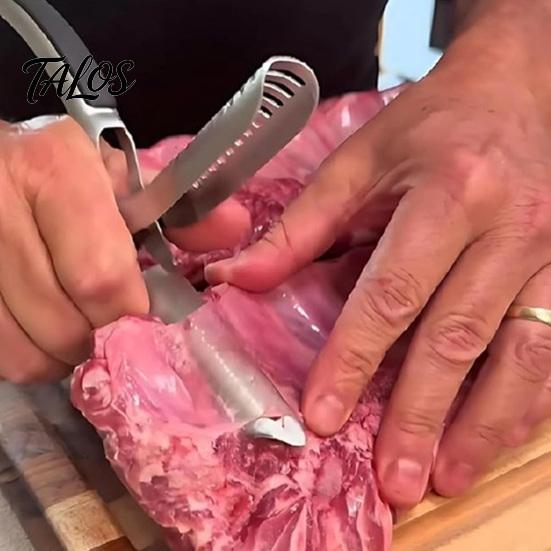 Easy Clean Meat Tool Rib Membrane Removal Tool, Stainless Steel BBQ Skinner with Ergonomic Professional Cooking Accessory Handle, Preparation, Modern