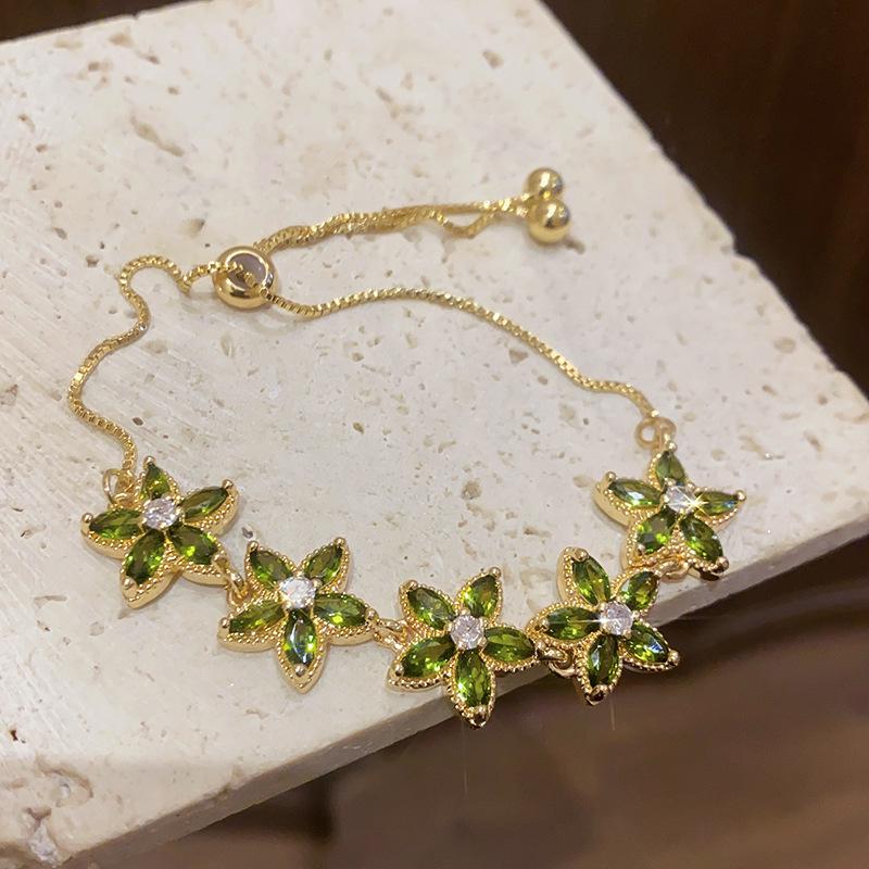 Korean Zircon Flower Drawstring Bracelet: Elegant Light Luxury Jewelry for Women