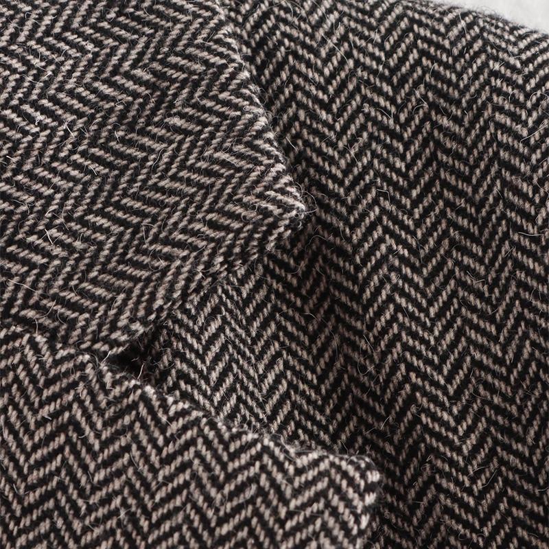 Vintage Lapel Herringbone Suit Coats Women Casual Single-Breasted Pockets Jackets Coat Lady Autumn Chic High Street Outwear