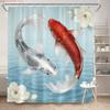 Luxury Golden Koi Fish with Cherry Blossoms Waterproof Shower Curtain for Feng Shui Bathroom Decor