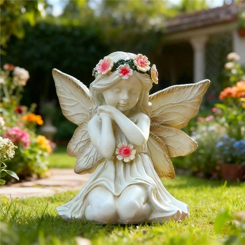 M-Modern-Solar Garden Outdoor Statues Lights,Resin Angel Figurine Light For Patio,Yard,Lawn Ornament,Unique Gifts And Yard Decor