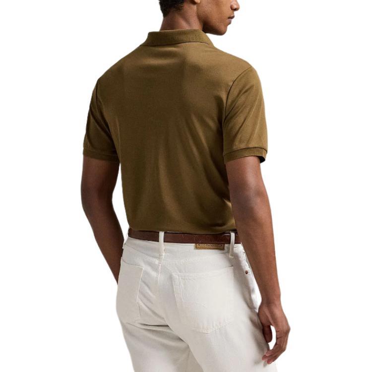 Polo Ralph Lauren Logo Slim Fit Short Sleeve Polo Shirt Men Tops Brown 710704319-172