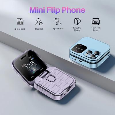 MIni Fold Mobile Phone 2G GSM Dual SIM Card Speed Dial Video Player Magic Voice 3.5mm Jack FM Small Flip Cellphone