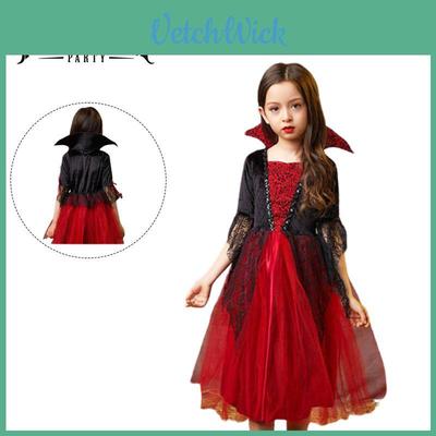 Exquisite Wicked Vampire Cosplay Costume Red Tulle Fancy Dress For Girls