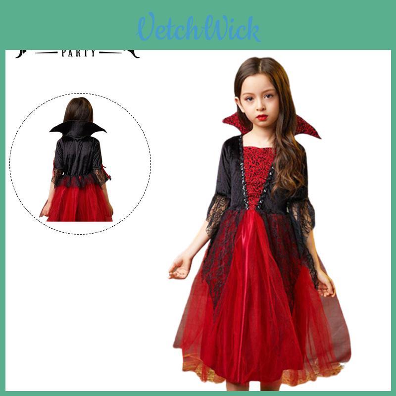 Exquisite Wicked Vampire Cosplay Costume Red Tulle Fancy Dress For Girls
