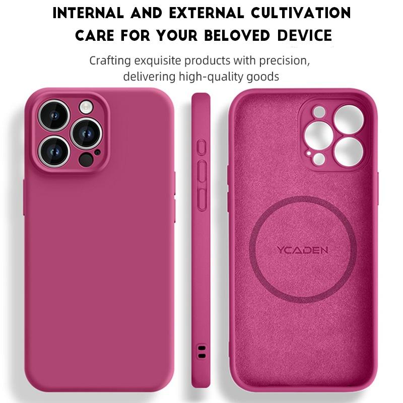 Funda magnética de silicona líquida para iPhone 14 15 11 12 13 16 Pro Max Plus, suave, a prueba de golpes, con carga inalámbrica y cubierta protectora.