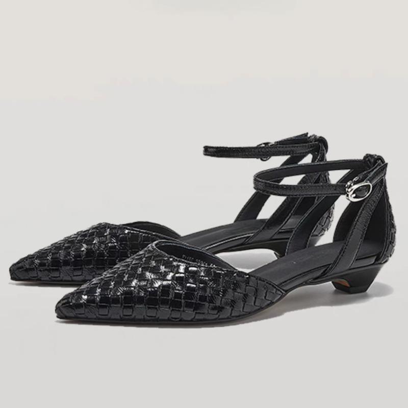 

Low Heel Baotou Shoes Spring New Style Pointed Head Shallow Mouth with A Word with Anti-slip Wear-resistant Sandals 40 чёрный