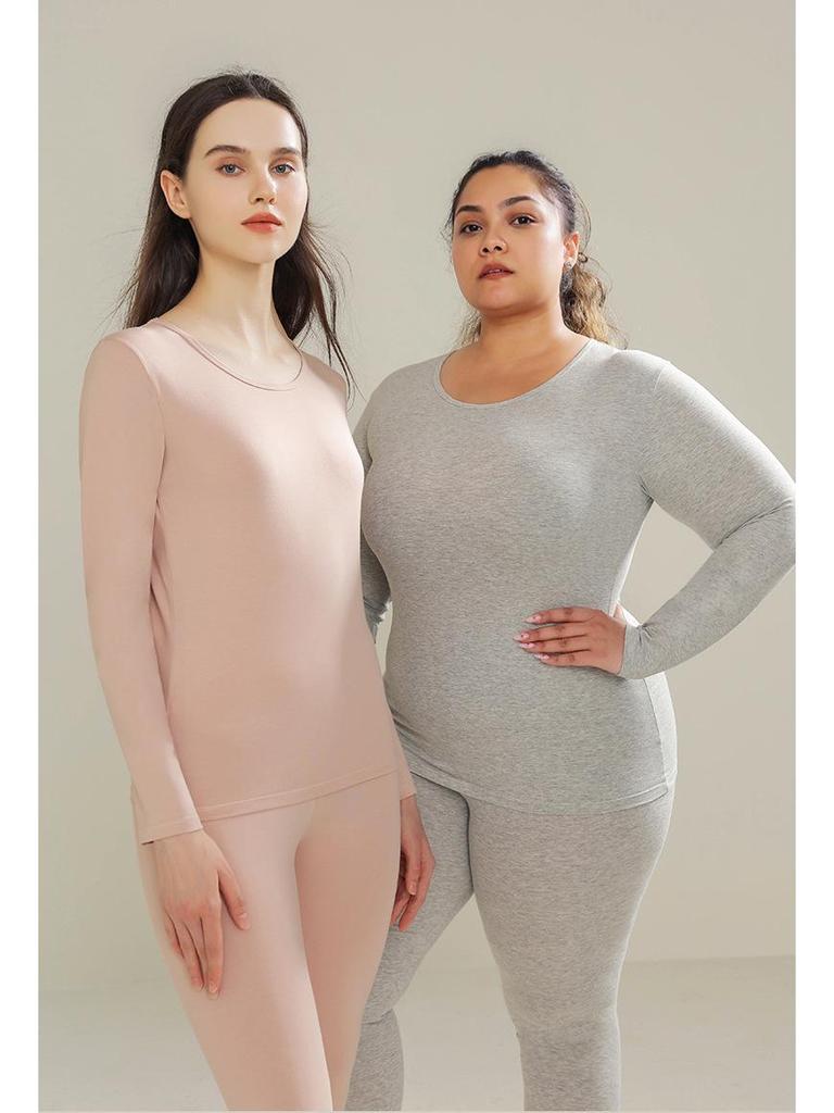 10A Antibacterial Women's Slim Fit Pure Cotton Autumn Innerwear Set - Base Layer, Plus Size