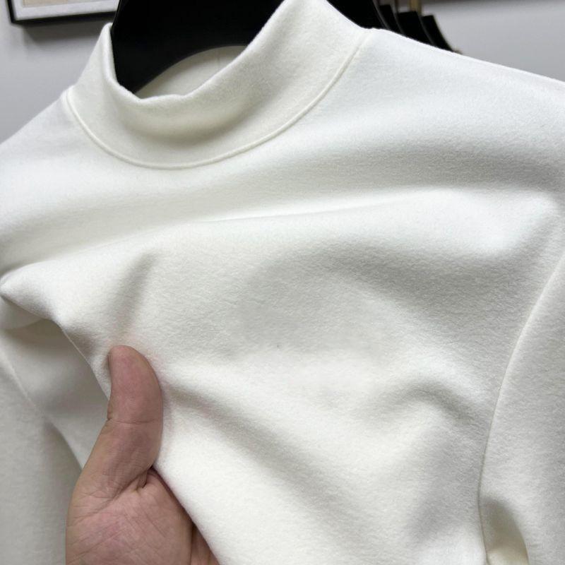 Intimo Uomo a Maniche Lunghe in Pile Doppio Lato - Collo Mezzo Alto, Tinta Unita; Camicia calda autunno/inverno