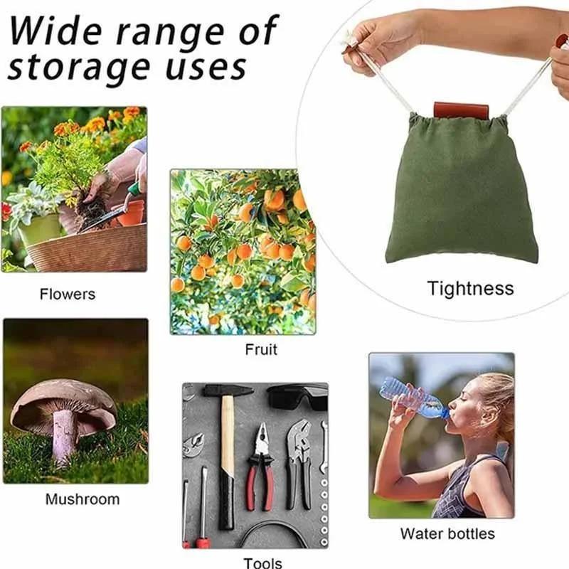 Collapsible Canvas Foraging Bag for Camping Hiking Beachcombing Outdoor Gear Mushroom Berry Picker Drawstring