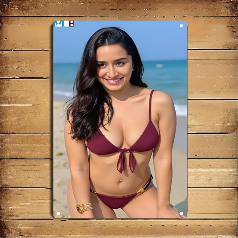 

Vintage Metal Sign Wall Decor Retro Beach Bikini Woman Art for Home Bar Cafe 20x30cm