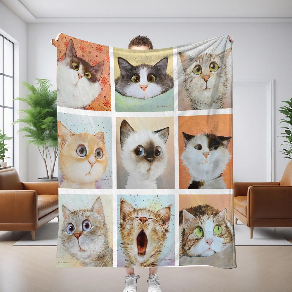 Pătură canapea pisică personalizată: Flanel gros cu imprimeu digital