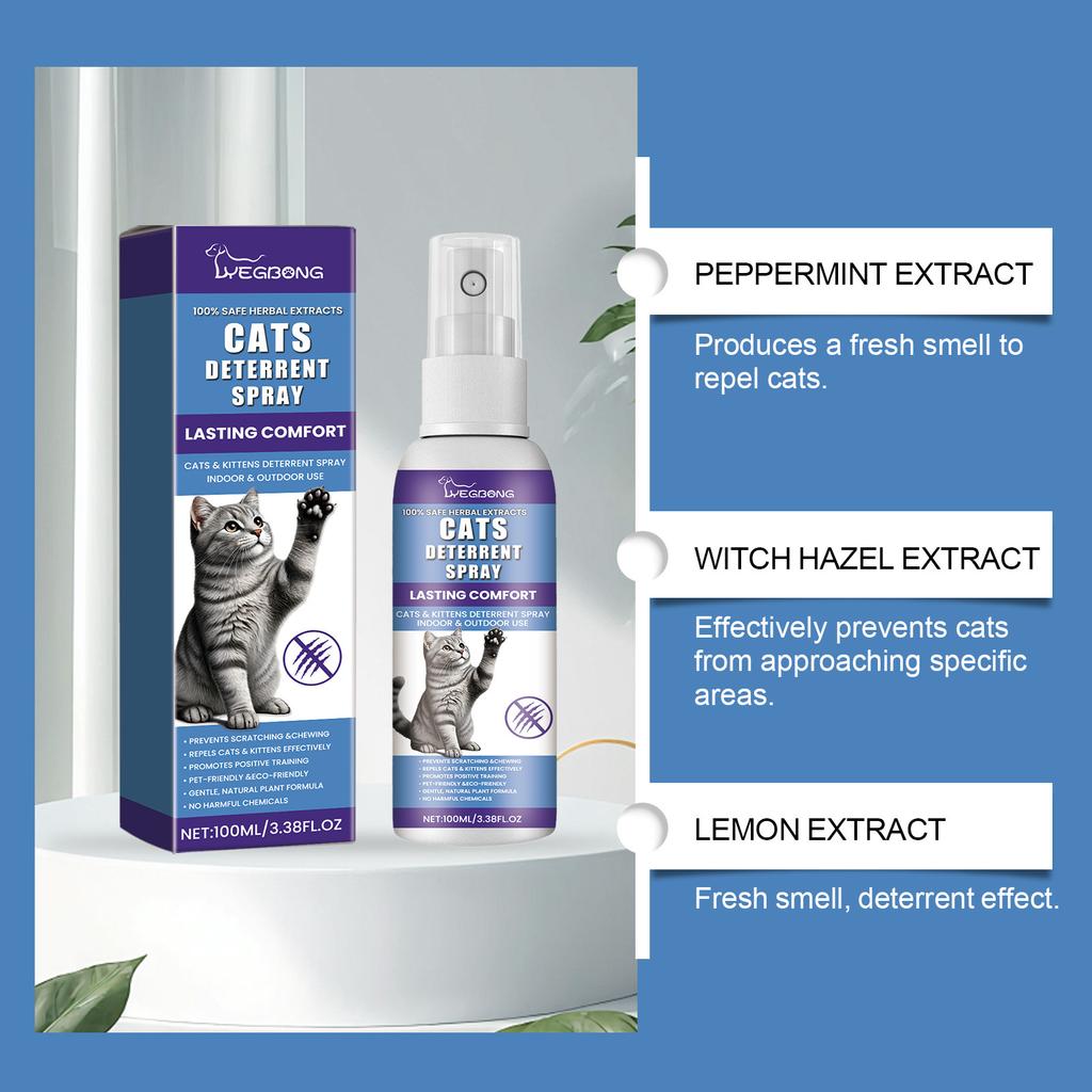 Yegbong Spray Repellente Premium per Gatti - Repellente Sicuro per Interni ed Esterni per la Protezione dei Mobili, Efficace Aiuto per l'Addestramento con Ingredienti Naturali