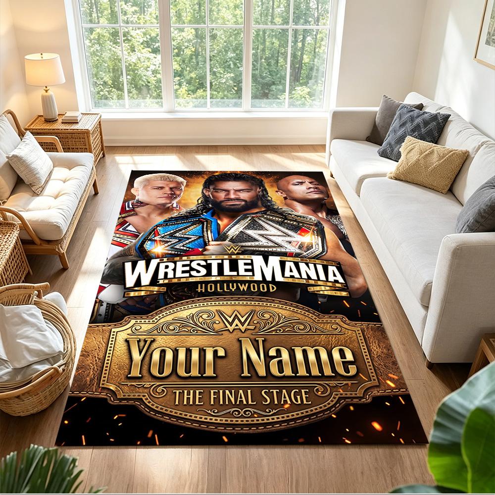 Wrestlemania Personalisierter Namens Teppich Perfekt für Arbeitszimmer Balkon Wohnheim Dekorieren Sie Zimmer Rutschfester Teppich Dekorieren Sie Büros