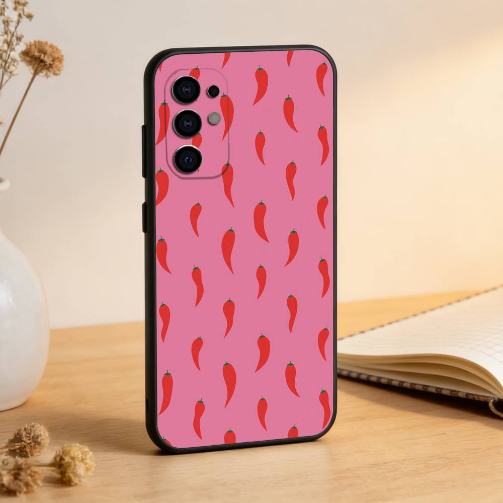 Chili Red Phone Case For Samsung S25,S24,S21,S22,S23,S30,Ultra,S20,Plus,Fe,Lite,Note,10,Black Cover