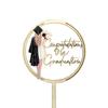 1pcs  Plugin Wooden Graduation Season Party Supplies Color Printed Acrylic Doctoral Gown Back Circular Cake Decoration