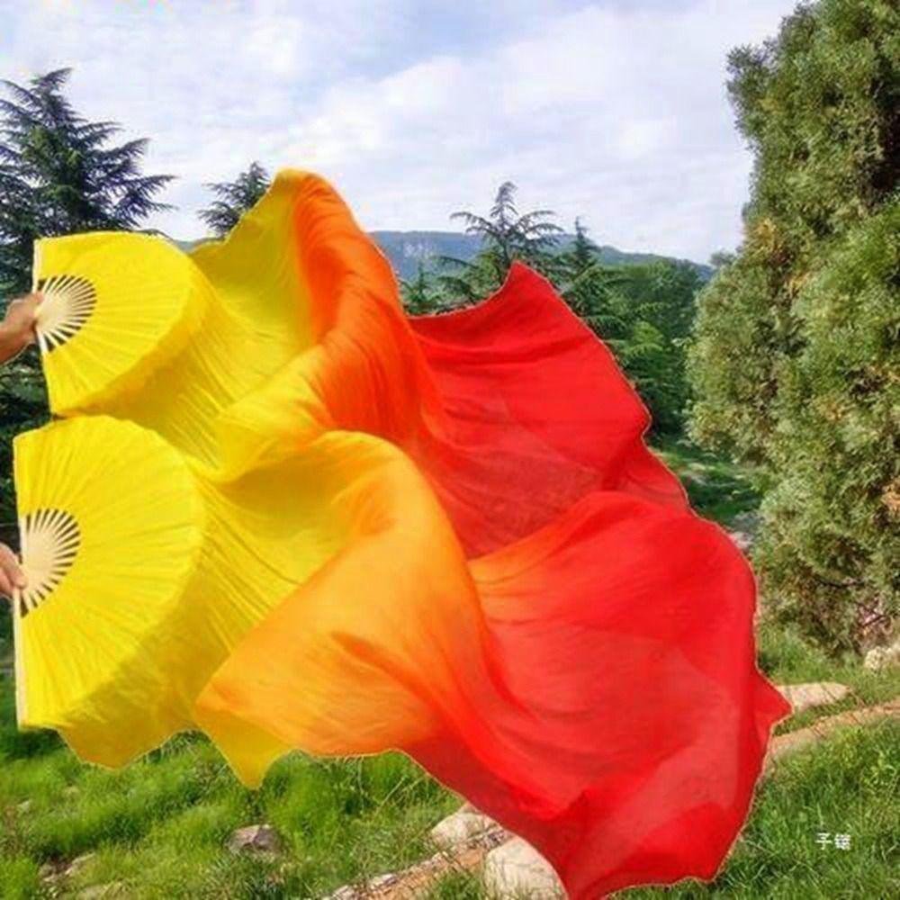 10cm Half Circle Silk Veil Chinese Short Bellydance Fan Hand Dye Adults Fan  Kid Women